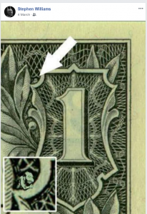 facebook post by SW of a antisemitic caricature on a US banknote