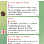 Criticising Tommy Robinson because he "promotes coons + goons unite"